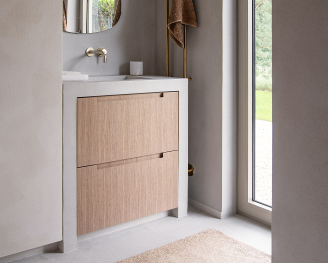 badkamer eiken betonlook